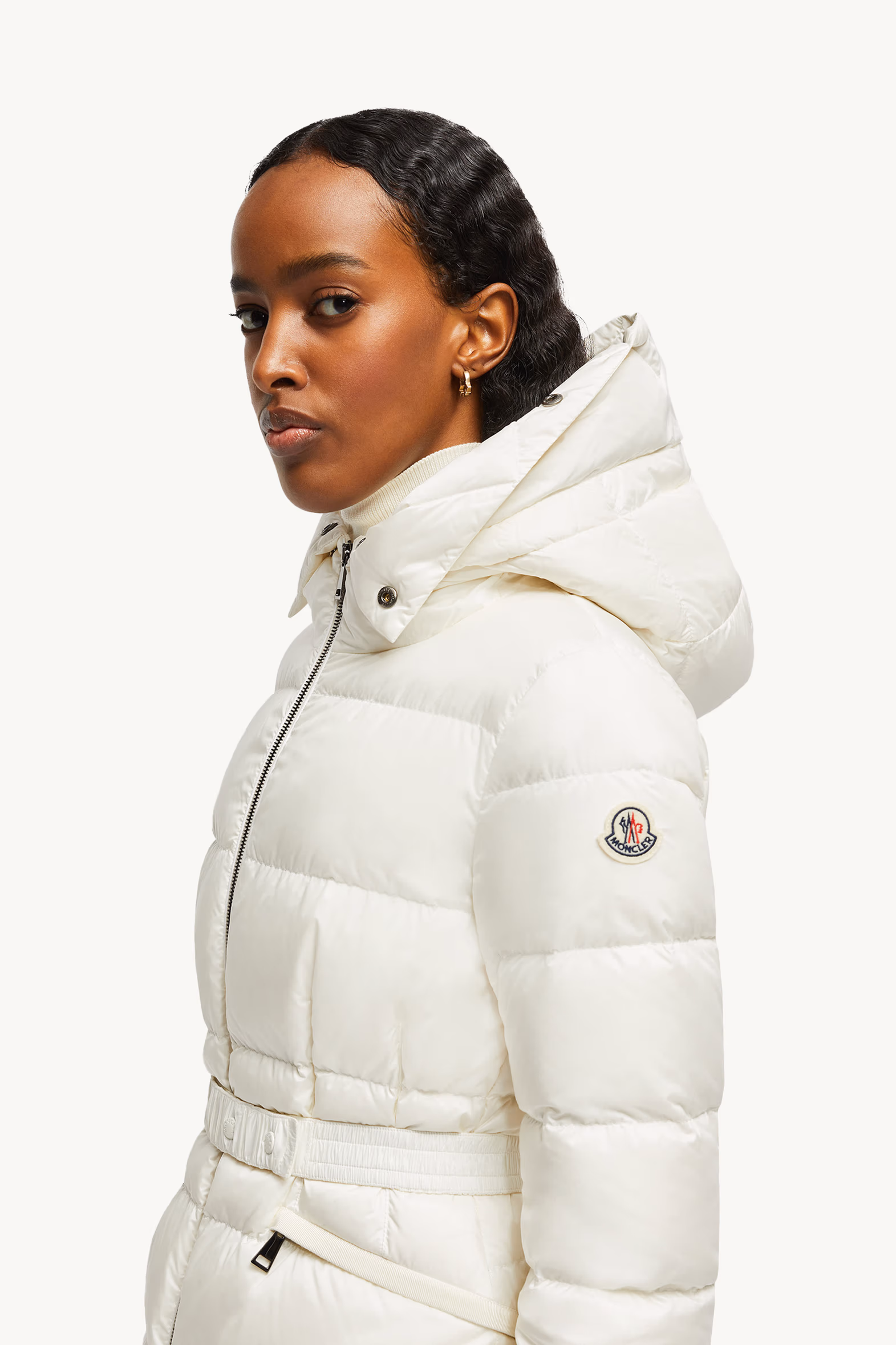 Boed Hooded Shearling-Trimmed Short Down Jacket Women White Moncler 4